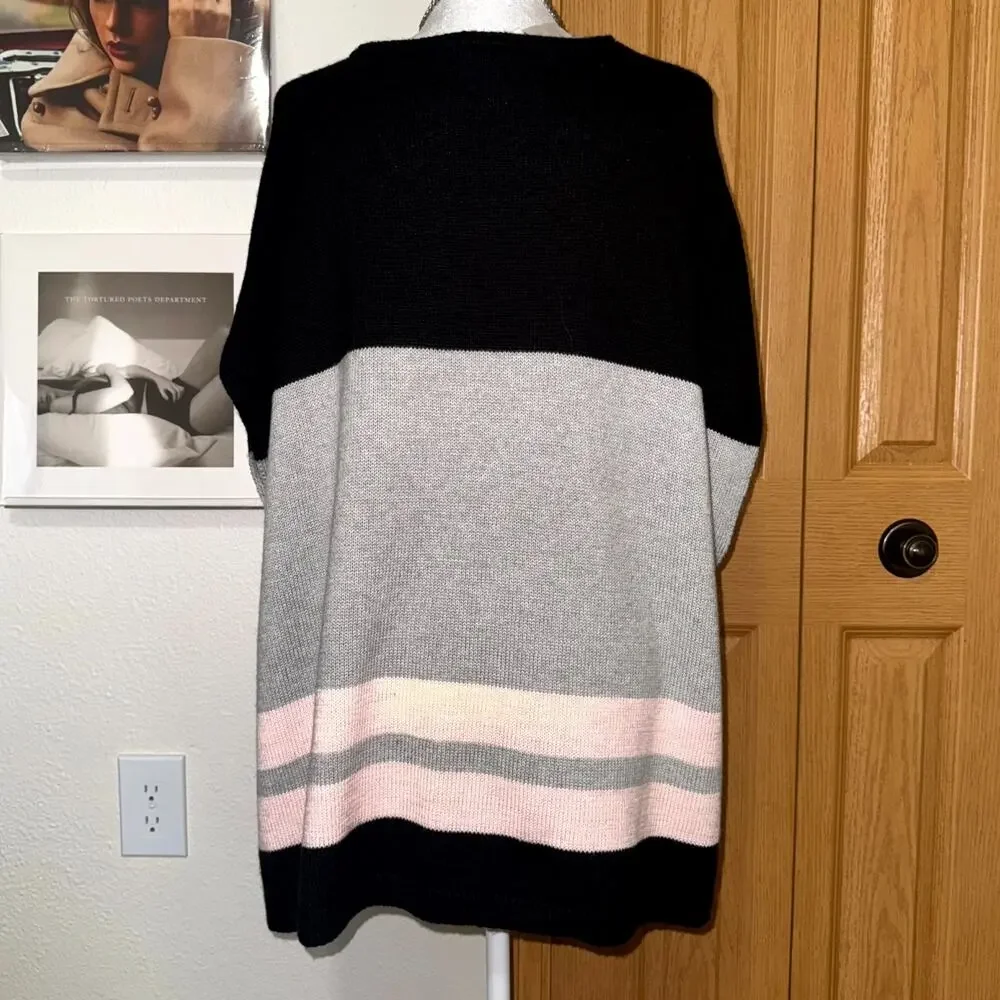 White House Black Market Poncho Sweater Womens Small Multi Colorblock Knitted